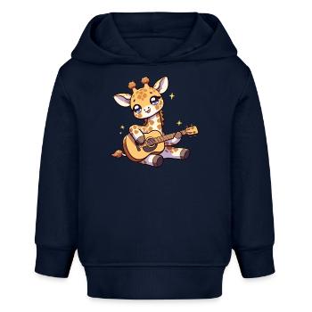 Girafe Jouer de la guitare Berceuse de guitare girafe - Sweat à capuche bébé bio Stanley/Stella - bleu marine - Devant