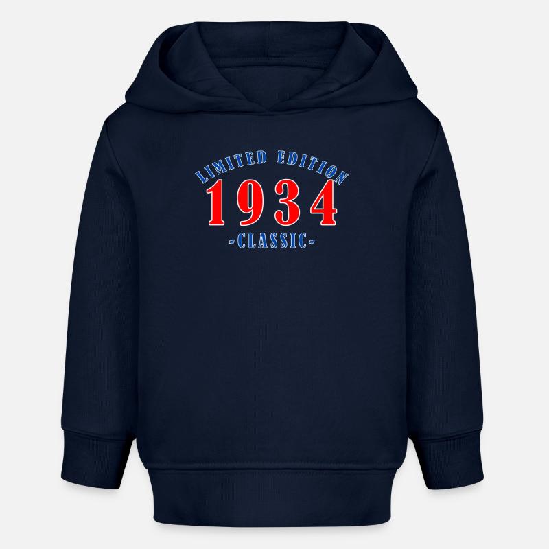 1934 Année de naissance - Sweat à capuche bébé bio Stanley/Stella - bleu marine