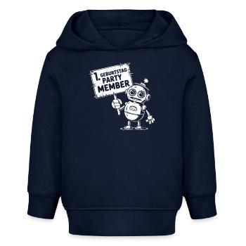 Ich bin ein Jahr 1. Geburtstag Roboter - Baby Organic Hoodie Baby Cruiser von Stanley/Stella - Navy - Vorne
