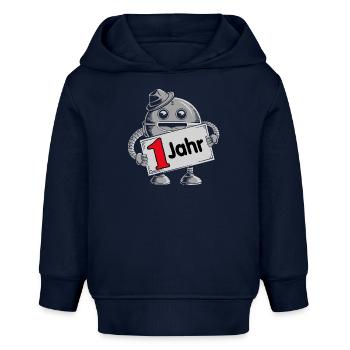 Ich bin ein Jahr 1. Geburtstag Roboter - Baby Organic Hoodie Baby Cruiser von Stanley/Stella - Navy - Vorne