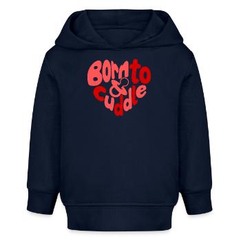 Né pour câliner - Geboren zum Kuscheln Herz - Sweat à capuche bébé bio Stanley/Stella - bleu marine - Devant