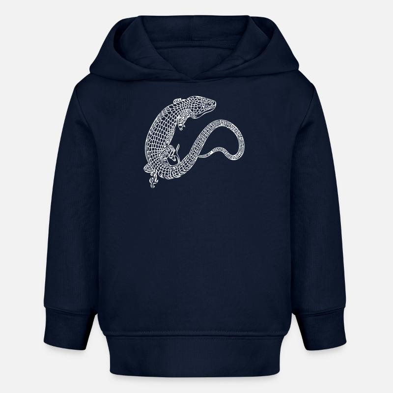 Salamandre illustrée aux écailles blanches - Sweat à capuche bébé bio Stanley/Stella - bleu marine