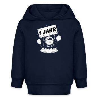Ich bin 1 Jahr erster Geburtstag mit Roboter - Baby Organic Hoodie Baby Cruiser von Stanley/Stella - Navy - Vorne