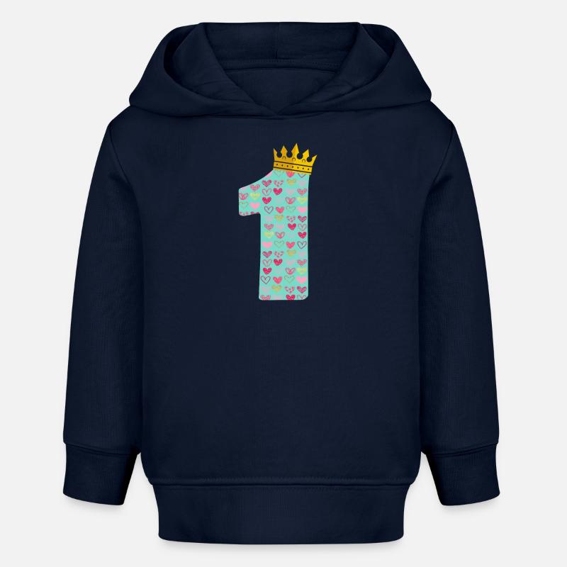 1er anniversaire - joyeux anniversaire - Sweat à capuche bébé bio Stanley/Stella - bleu marine