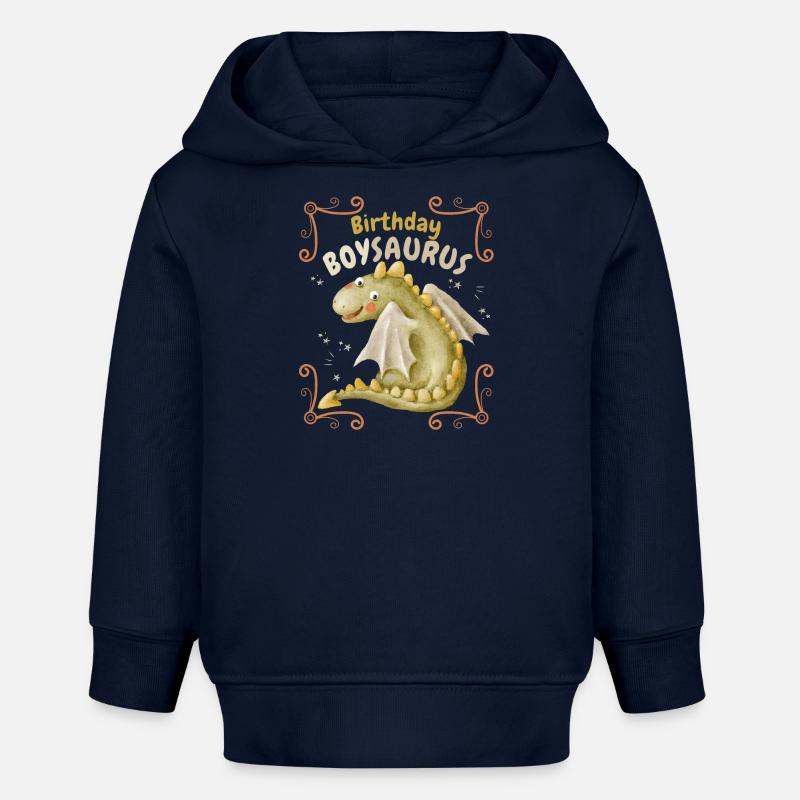 Anniversaire Garçon-Fils, Boysaurus avec Dinosaure - Sweat à capuche bébé bio Stanley/Stella - bleu marine