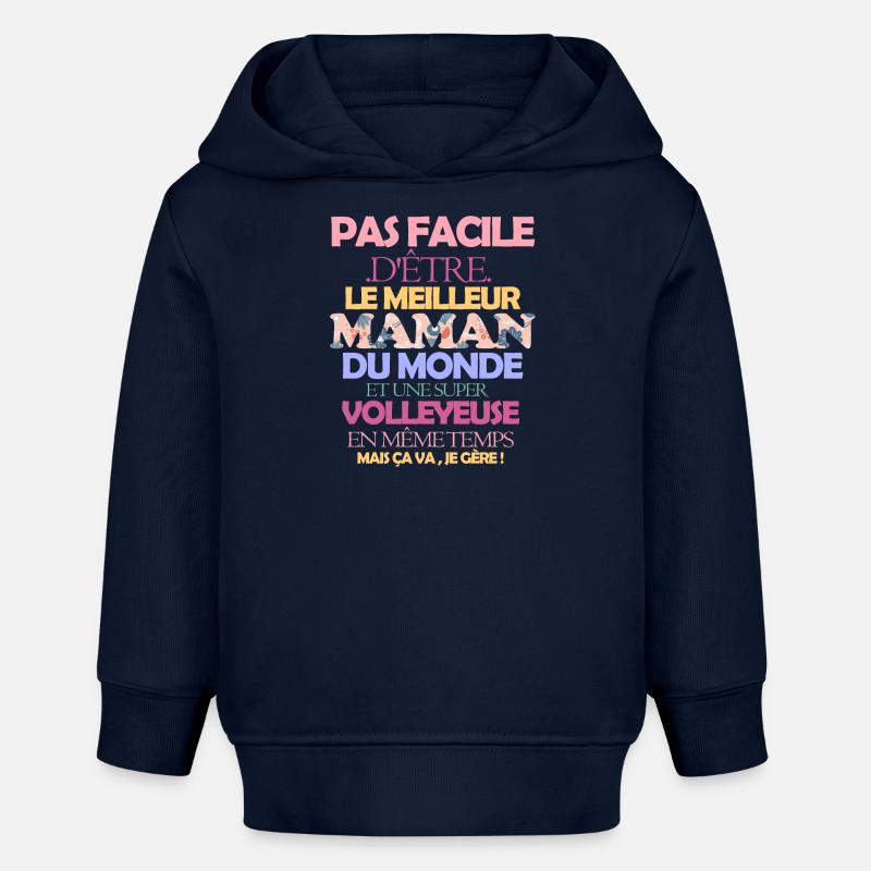 Pas facile super maman cuisinière - Sweat à capuche bébé bio Stanley/Stella - bleu marine