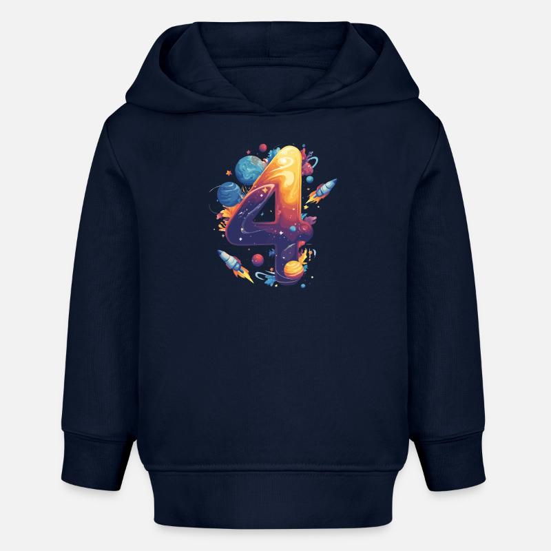 Espace 4e anniversaire - Sweat à capuche bébé bio Stanley/Stella - bleu marine