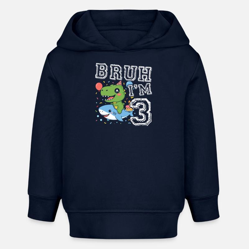 Duo de fête d’anniversaire Dino - Sweat à capuche bébé bio Stanley/Stella - bleu marine