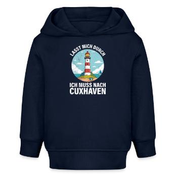Nordsee Urlaub ICH MUSS NACH CUXHAVEN Lustiges - Baby Organic Hoodie Baby Cruiser von Stanley/Stella - Navy - Vorne