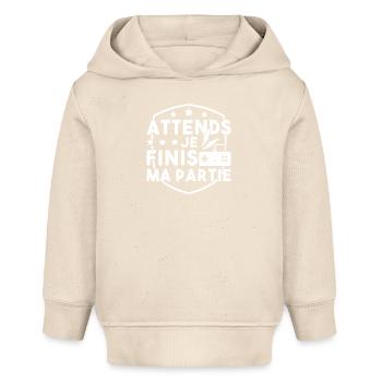 Wait, I'm finishing my game - Baby Organic Hoodie by Stanley/Stella - soft Ecru - Front