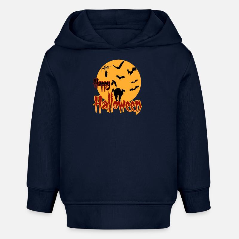 Joyeux chat de lune d’Halloween - Sweat à capuche bébé bio Stanley/Stella - bleu marine