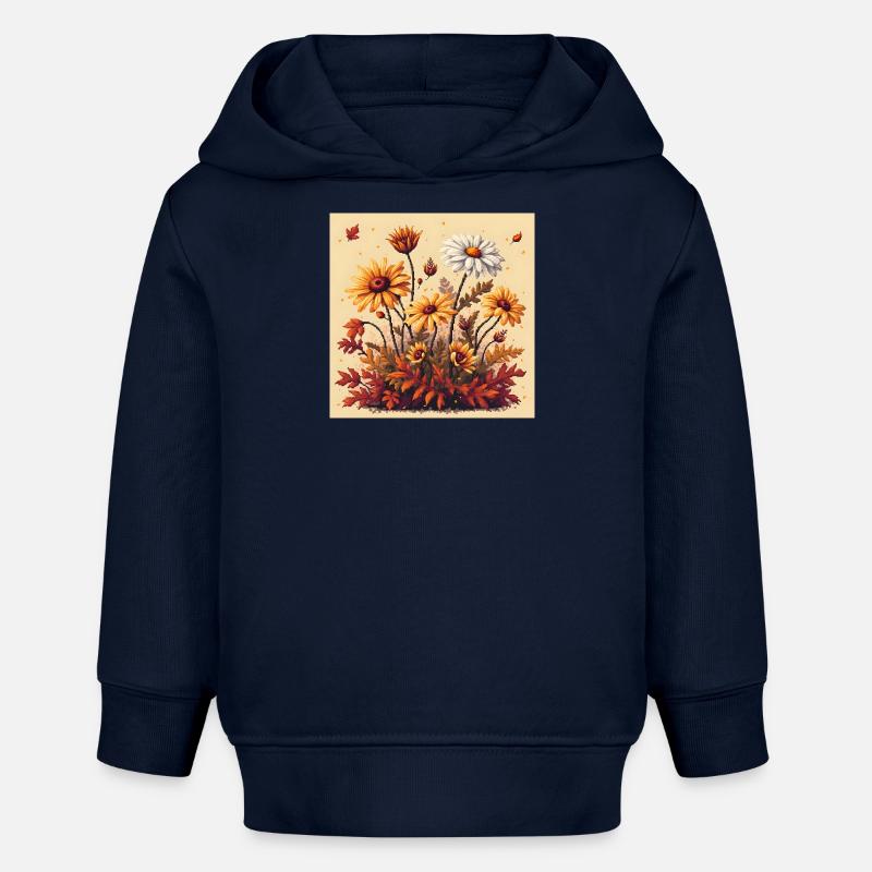 8 bits Floraison d’automne - Sweat à capuche bébé bio Stanley/Stella - bleu marine