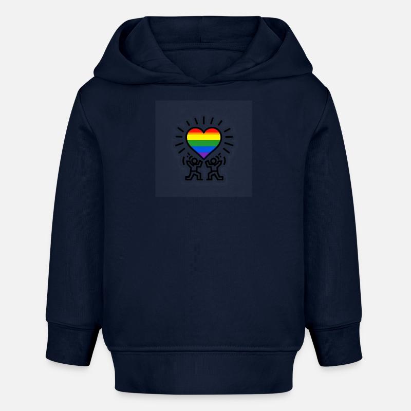 Célébration de l’arc-en-ciel du cœur - Sweat à capuche bébé bio Stanley/Stella - bleu marine