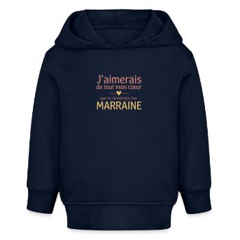 Demande Marraine : Veux-tu être ma marraine - Sweat à capuche bébé bio Stanley/Stella - bleu marine - Devant