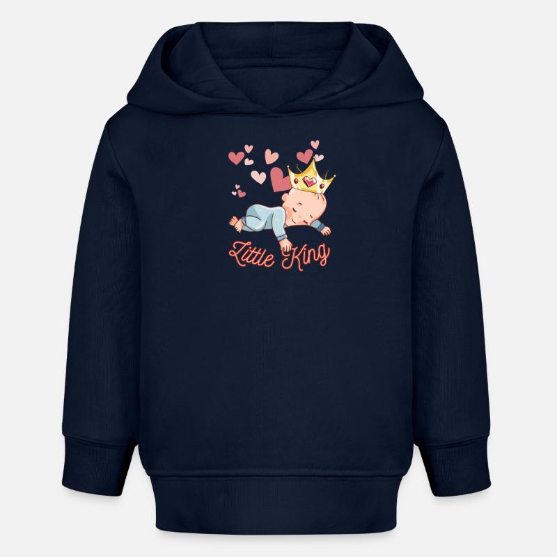 Petit Roi - Sweat à capuche bébé bio Stanley/Stella - bleu marine