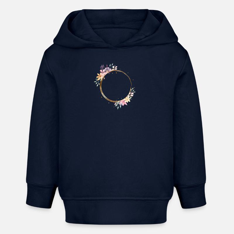 Cercle de fleurs, personnalisable de manière colorée - Sweat à capuche bébé bio Stanley/Stella - bleu marine