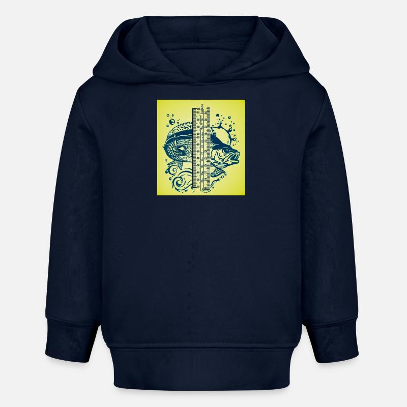 Jaune Art de la jauge Poisson - Sweat à capuche bébé bio Stanley/Stella - bleu marine