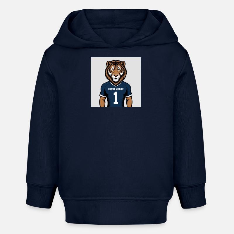 Imprimé du maillot mascotte du Tigre - Sweat à capuche bébé bio Stanley/Stella - bleu marine