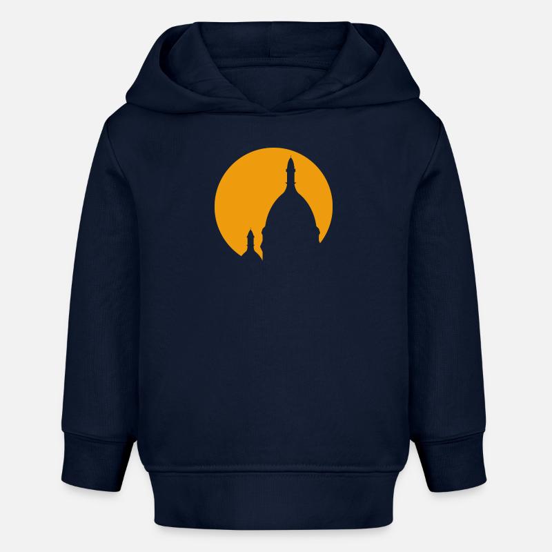 Sacré-Cœur Montmartre Paris silhouette jaune - Sweat à capuche bébé bio Stanley/Stella - bleu marine