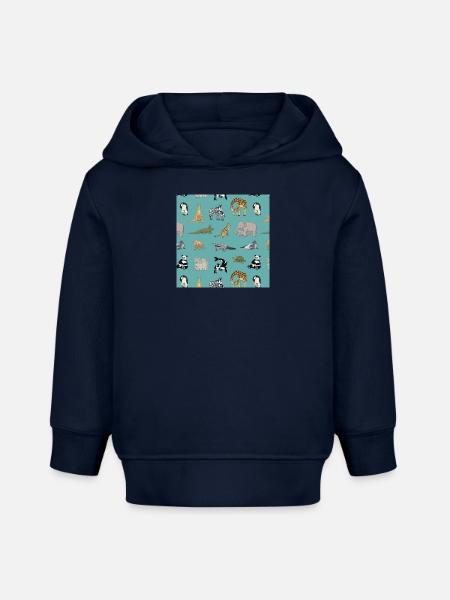 Zoo Muster - Baby Organic Hoodie Baby Cruiser von Stanley/Stella - Navy