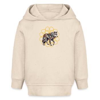 Loup tribal dans le mandala doré - Sweat à capuche bébé bio Stanley/Stella - écru doux - Devant