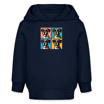 Pop Boxer Dog Portrait - Pet Portrait - Baby Organic Hoodie by Stanley/Stella - navy - Front