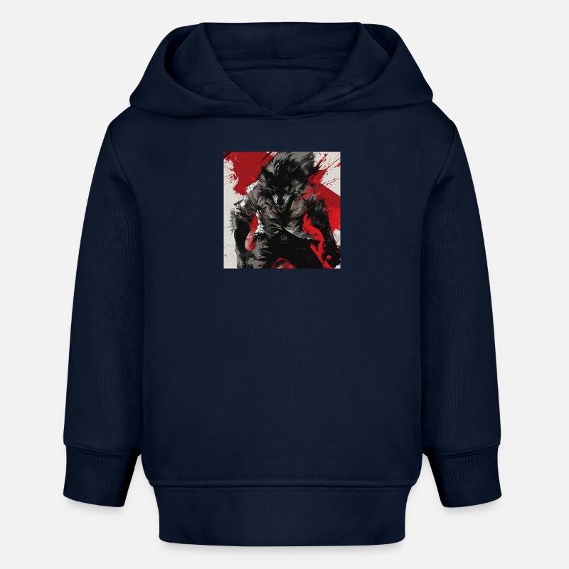 Loup-garou - Sweat à capuche bébé bio Stanley/Stella - bleu marine