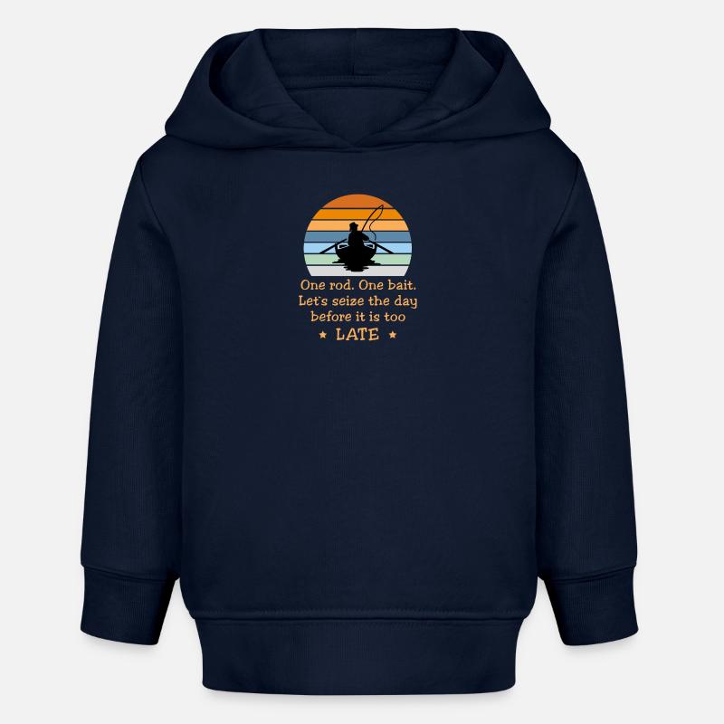 Pêche Pêche Funny Rhyme - Une canne Un appât - Sweat à capuche bébé bio Stanley/Stella - bleu marine