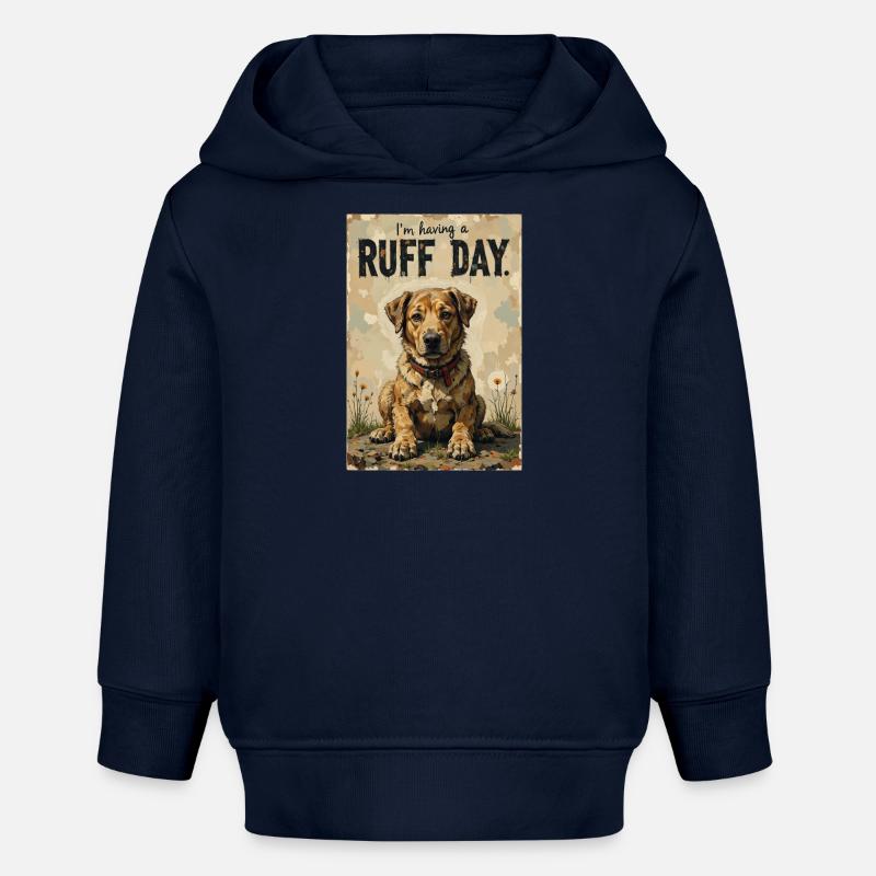 Chien, dure journée. - Sweat à capuche bébé bio Stanley/Stella - bleu marine