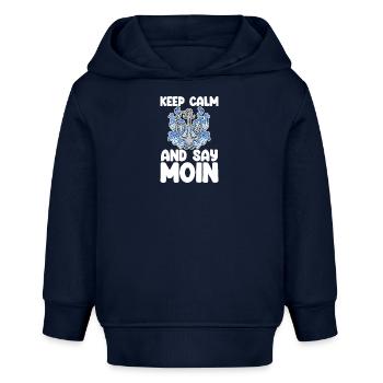Nordsee Plattdeutsch Spruch Moin - Baby Organic Hoodie Baby Cruiser von Stanley/Stella - Navy - Vorne