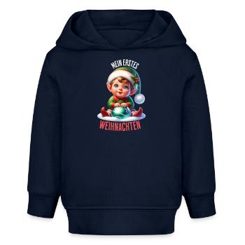 Mein Erstes Weihnachten süßer Baby Elf - Baby Organic Hoodie Baby Cruiser von Stanley/Stella - Navy - Vorne