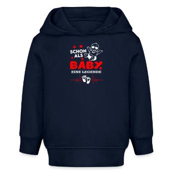 Schon als Baby eine Legende Babysprüche - Baby Organic Hoodie Baby Cruiser von Stanley/Stella - Navy - Vorne