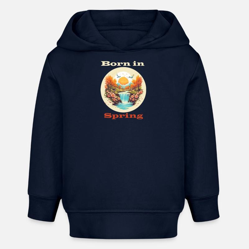 Né au printemps - Sweat à capuche bébé bio Stanley/Stella - bleu marine