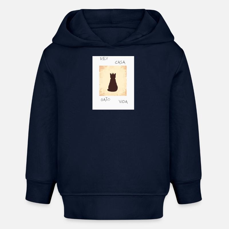 Roi Chat en Silhouette avec une couronne - Sweat à capuche bébé bio Stanley/Stella - bleu marine