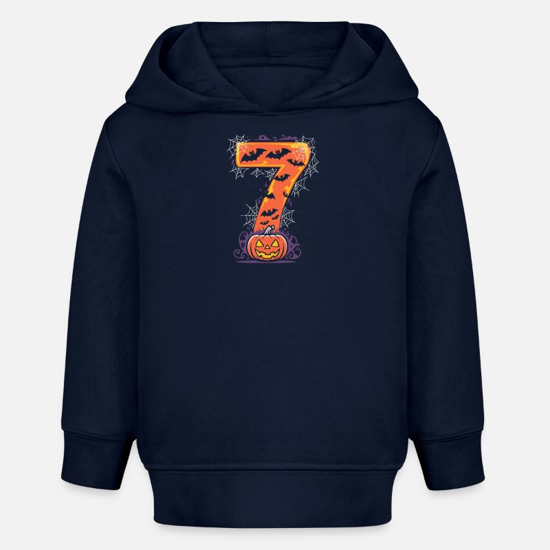 Design effrayant d’Halloween 7 avec citrouille et chauves-souris - Sweat à capuche bébé bio Stanley/Stella - bleu marine