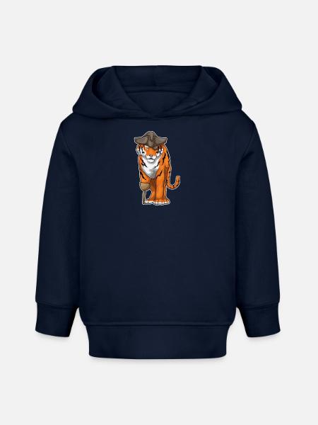 Tiger Pirat Holzbein Augenklappe - Baby Organic Hoodie Baby Cruiser von Stanley/Stella - Navy