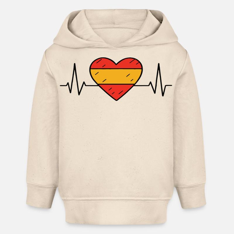 Espagne Heartbeat Line Drapeau Amour Voyage Design - Sweat à capuche bébé bio Stanley/Stella - écru doux
