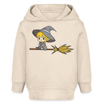 Sorcière volante - Sweat à capuche bébé bio Stanley/Stella - écru doux - Devant