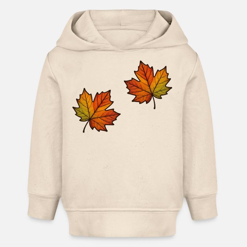 Feuille Automne Feuille d’érable 2 - Sweat à capuche bébé bio Stanley/Stella - écru doux
