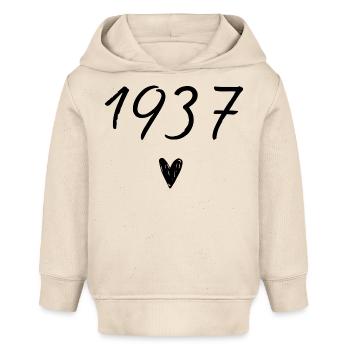 1937 coeur anniversaire - Sweat à capuche bébé bio Stanley/Stella - écru doux - Devant
