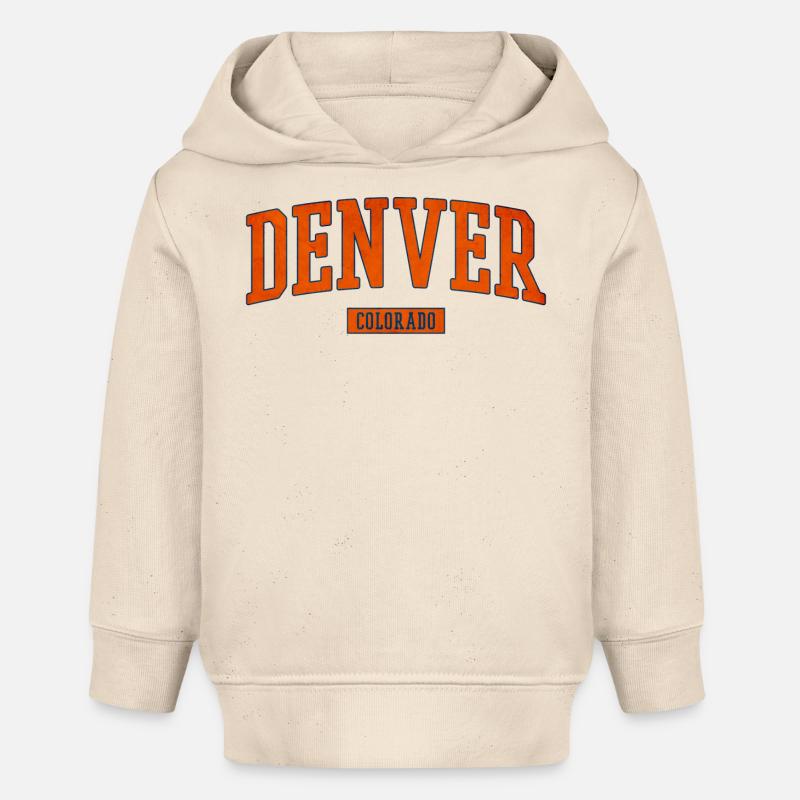Imprimé universitaire vintage de Denver, Colorado - Sweat à capuche bébé bio Stanley/Stella - écru doux
