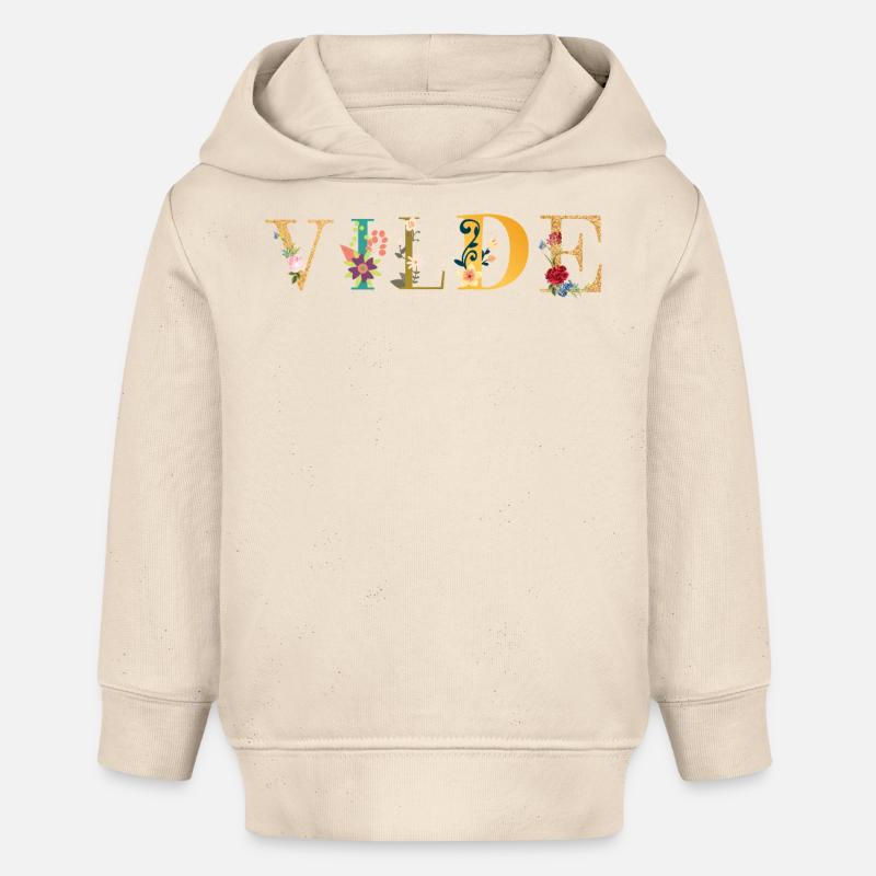 Le nom de VILDE est décoré de fleurs - Sweat à capuche bébé bio Stanley/Stella - écru doux