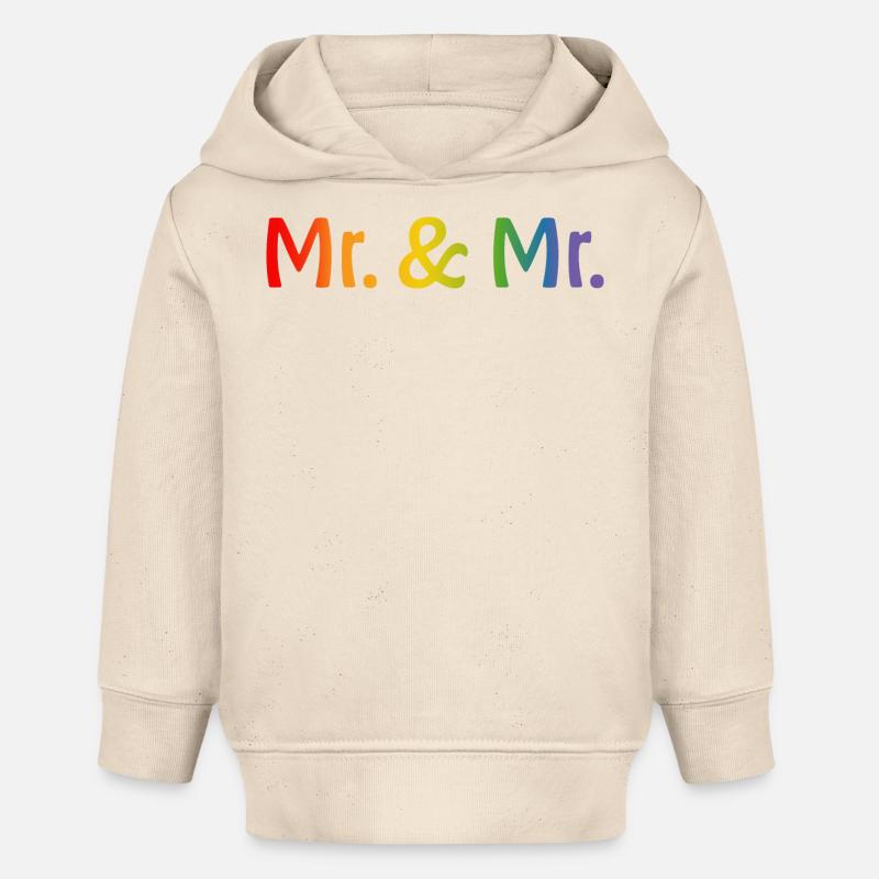 Rainbow Mr and Mr 1 LGBT lgbtqi queer gay - Sweat à capuche bébé bio Stanley/Stella - écru doux