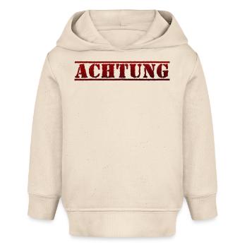 Achtung, Schriftzug, schwarz rot - Baby Organic Hoodie Baby Cruiser von Stanley/Stella - Natur - Vorne