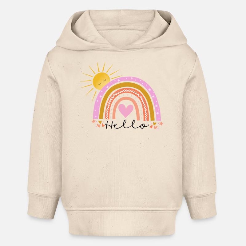 Arc-en-ciel - Sweat à capuche bébé bio Stanley/Stella - écru doux
