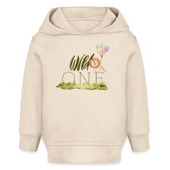 Wild One Balloon Safari Design pour le 1er anniversaire - Sweat à capuche bébé bio Stanley/Stella - écru doux - Devant