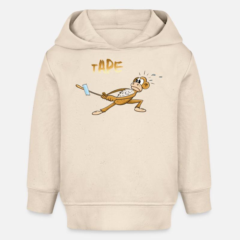 Singe humoristique avec conception de ruban - Sweat à capuche bébé bio Stanley/Stella - écru doux