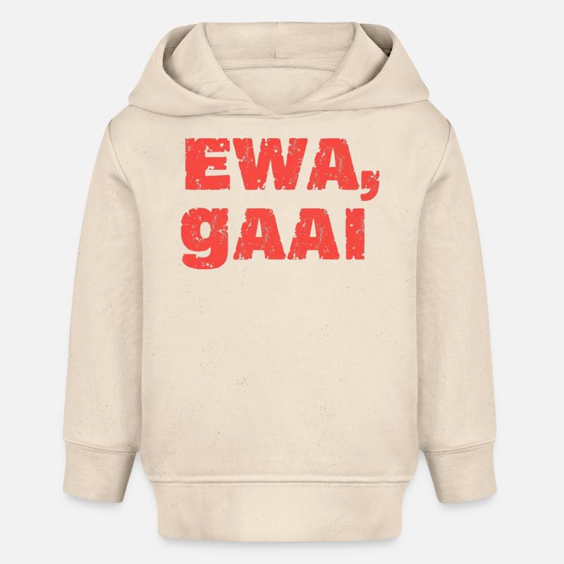 Ewa, geai. Proverbes anversois - Sweat à capuche bébé bio Stanley/Stella - écru doux