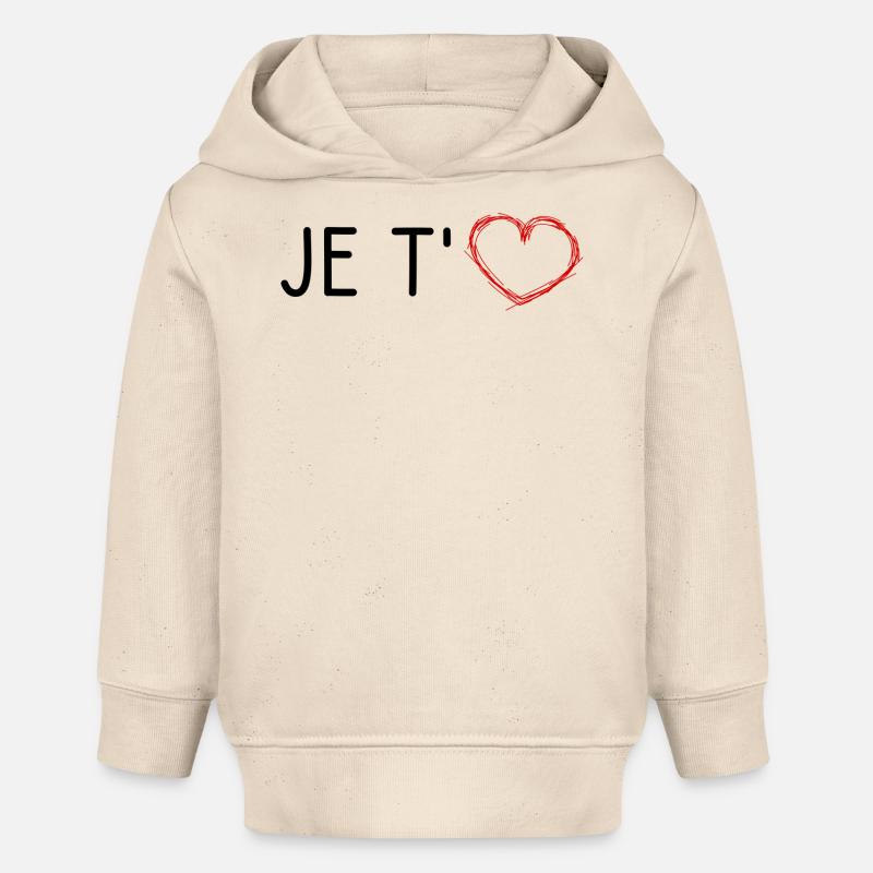 COEUR. NOËL. COUPLE. SAINT VALENTIN. JUST MARRIED. - Sweat à capuche bébé bio Stanley/Stella - écru doux