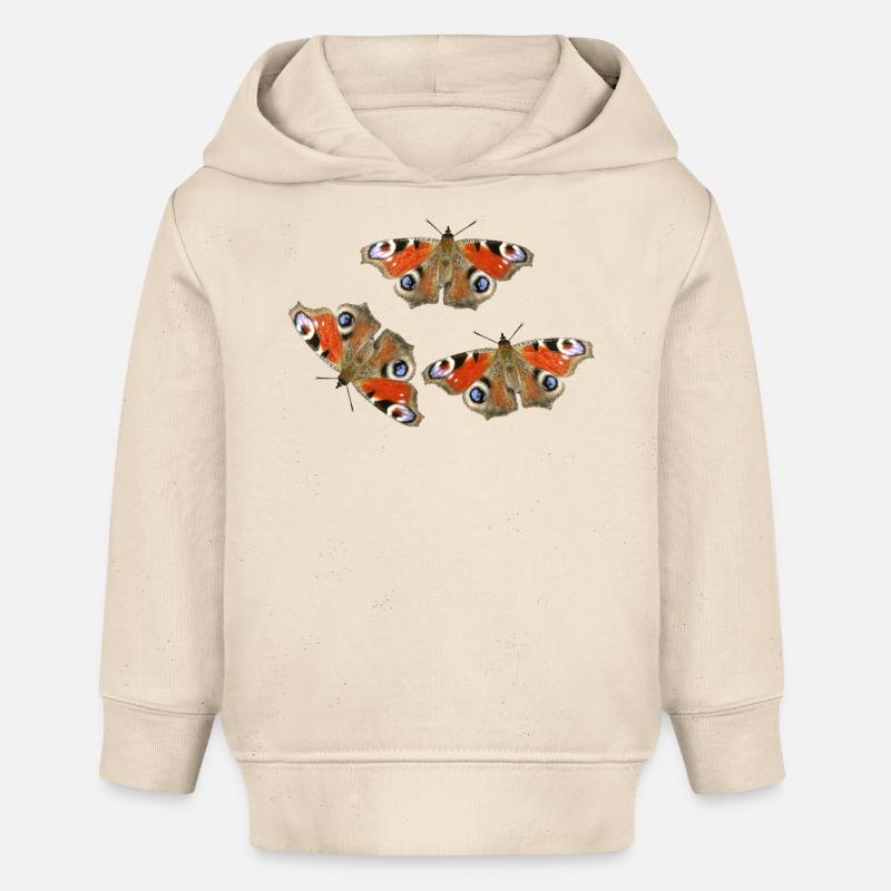 Papillons œil de paon en amour Œil de paon - Sweat à capuche bébé bio Stanley/Stella - écru doux